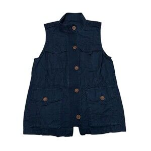 Abercrombie & Fitch Utility Vest Women’s L Blue Cargo Gorpcore 100% Cotton Y2K